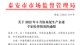泰安市關于2022年6月份水泥生產(chǎn)企業(yè)專家檢查情況的通報